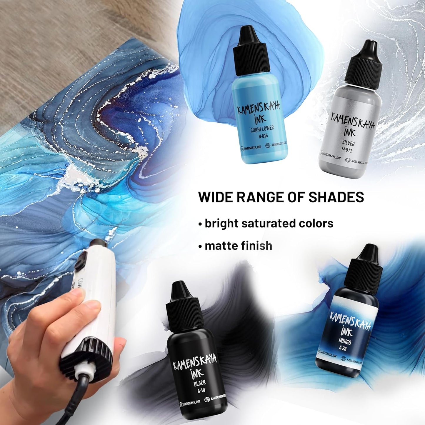 Alcohol Ink Set #16: Matched Color Combination of Alcohol Inks, 4 pcs. 0.51 fl oz (15 ml) Each