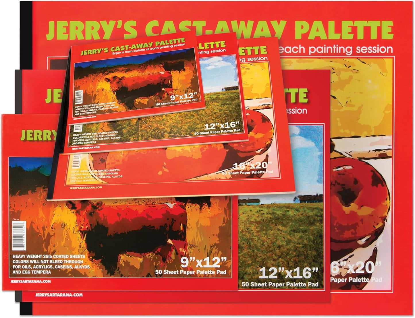 Jerry's Artarama Castaway Disposable Paper Palette Pad, 9x12, Perfect for Painting, Students, Watercolor Paper, Heavy Coated Sheets for Acrylic and Oil Paint, (50 Sheets)