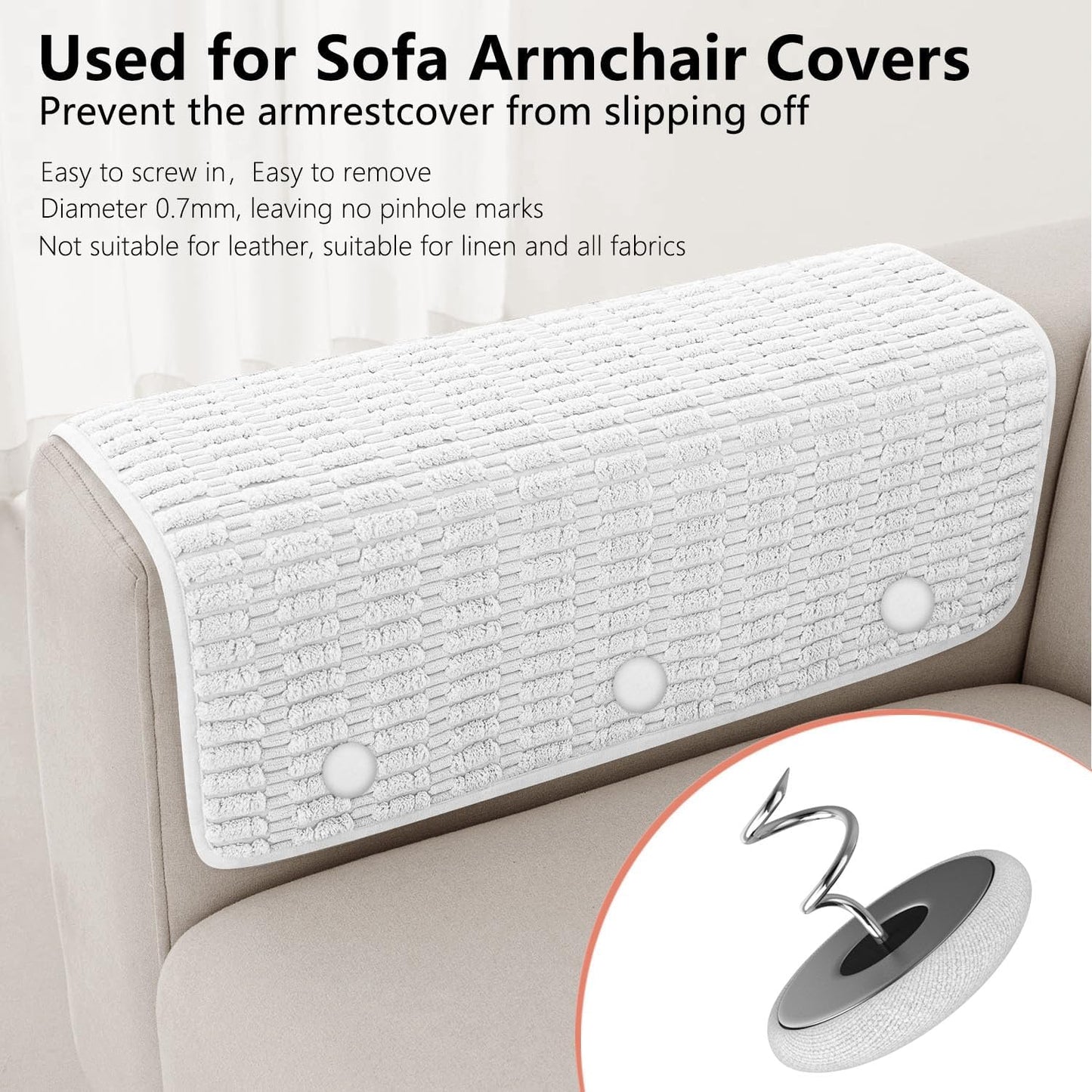 12 Colors Fabric Covered Button Twist Pins Dust Ruffle Pins- for Sofa，Upholstery，Armchair Caddies, Armrest Covers,Bed Skirts, Slipcovers, Headliners (Rice White, 12)