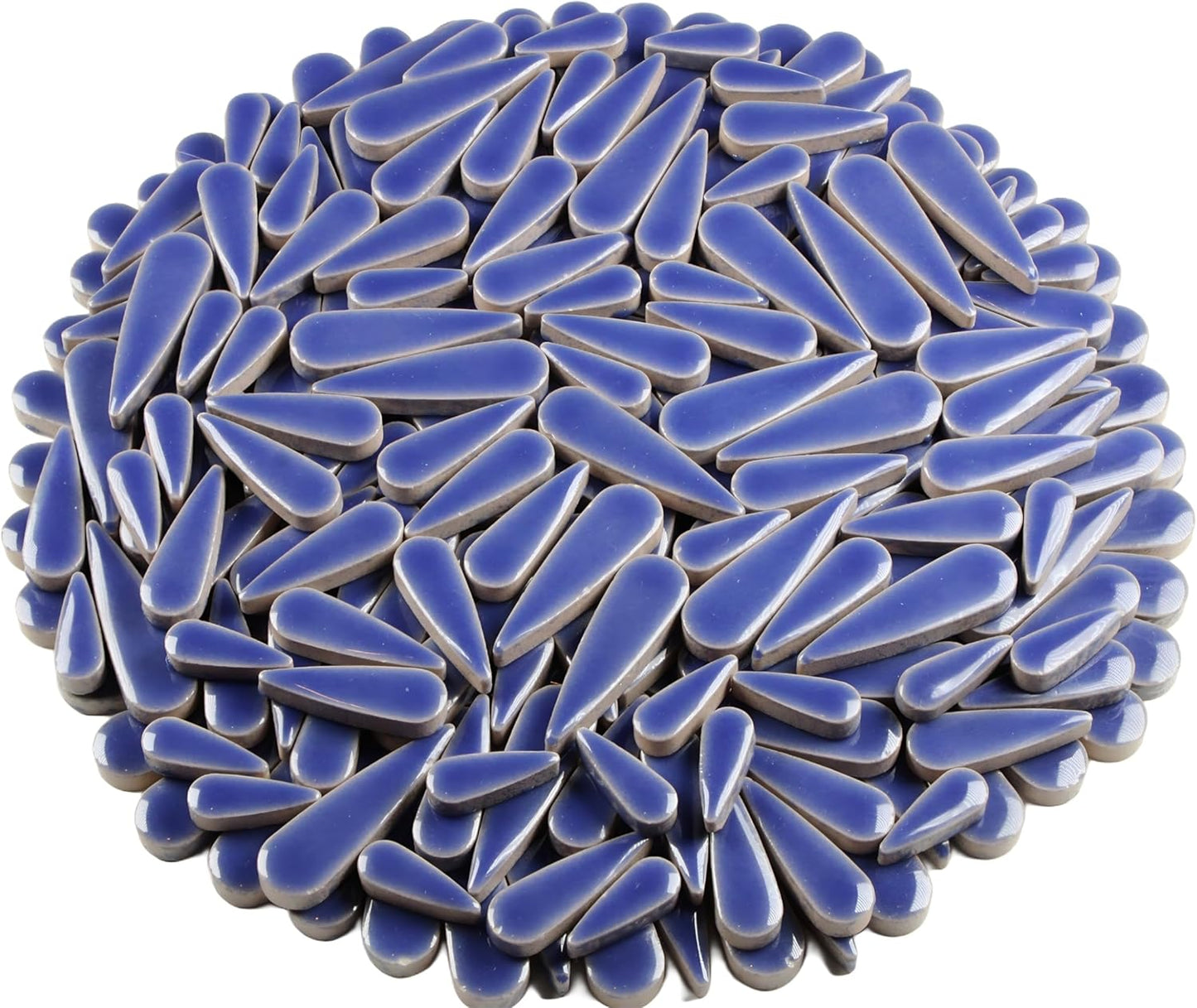 200g Petal Droplet Shaped Ceramic Mosaic Tiles for Crafts, Vibrant Colors, Ceramic Tiles for Mosaic Making Kits, DIY Arts and Crafts (Blue)