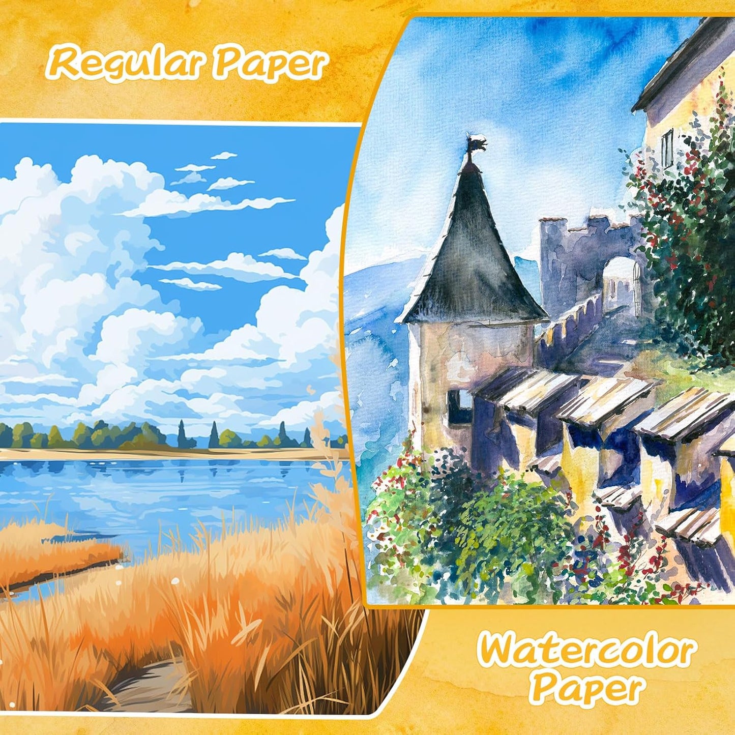 Caliart Watercolor Paint Set, 48 Colors with 3 Brushes, Mini Travel Watercolors Painting Kit Gifts for Adults Artists Painters Beginners Art Supplies