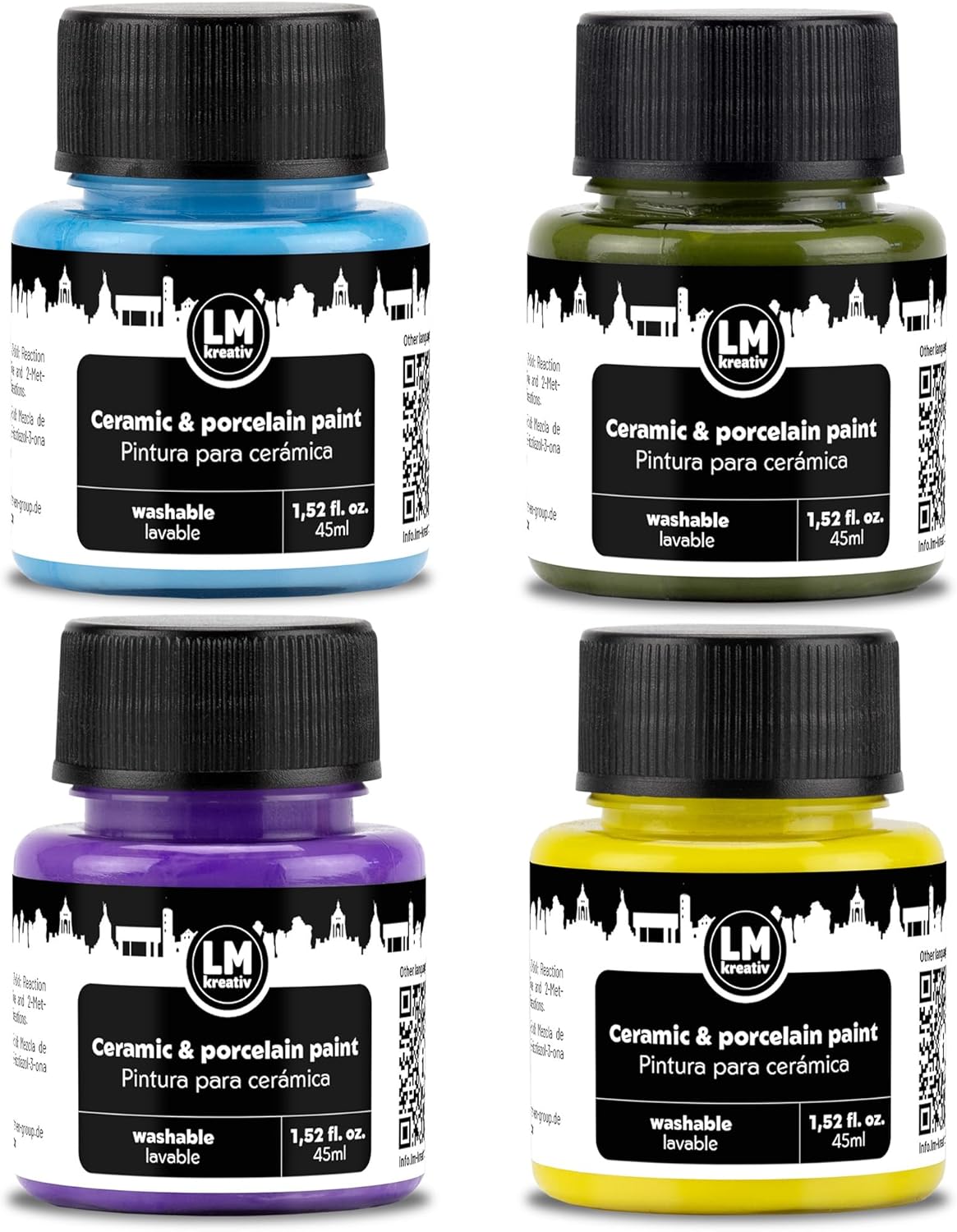 Ceramic and Porcelain Paint Set 4 x 1.52 fl oz - Vintage Vibes – Dishwasher Safe – Perfect for Mug, Tile & Creative DIY Projects