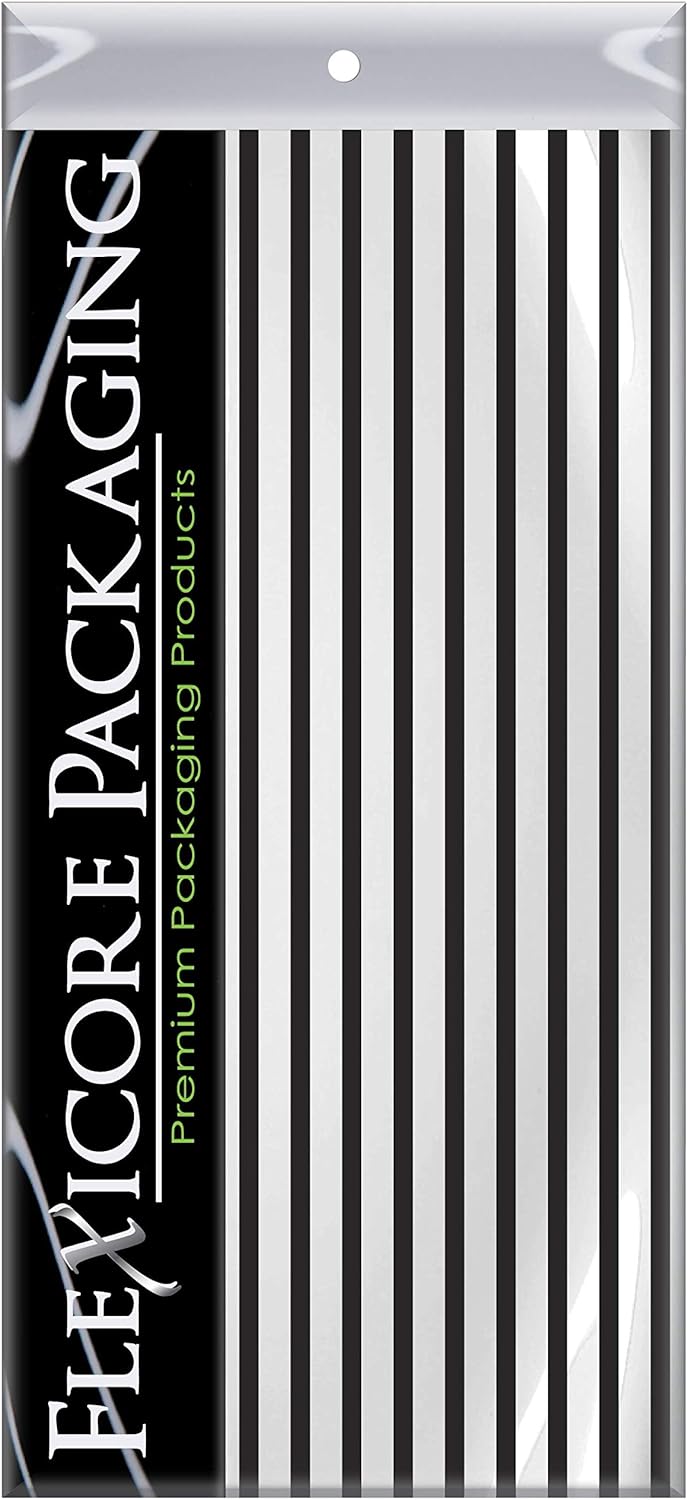 Flexicore Packaging Black Pin Stripe Print Gift Wrap Tissue Paper Size: 15 Inch X 20 Inch | Count: 100 Sheets | Color: Black Pin Stripe