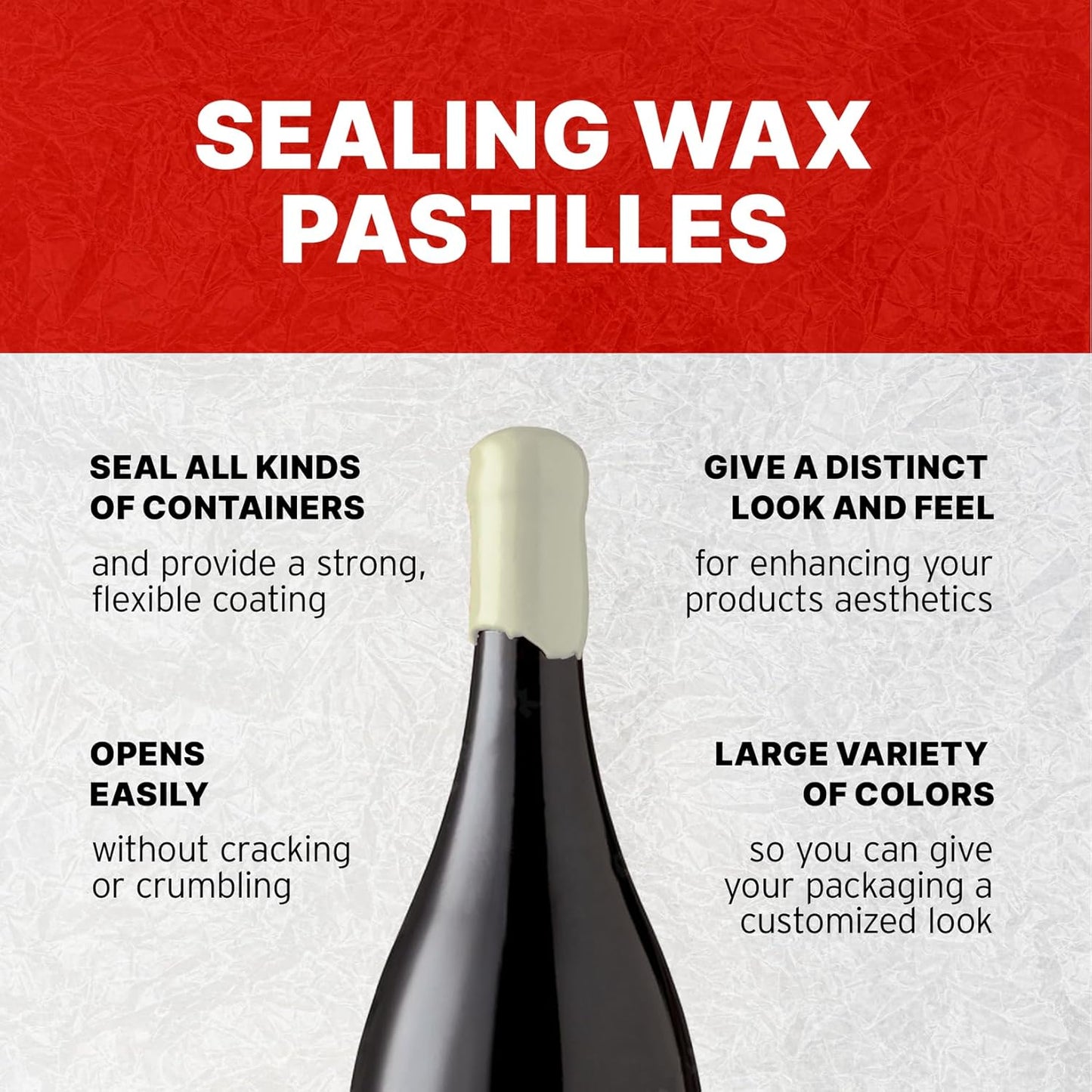 Blended Waxes, Inc. Bottle Sealing Wax Beads, Premium Pastille Wax Seal Beads For Wine, Beer, and Liquor Bottle Closure, Seals Between 25-30 Bottles, 1 lb, White
