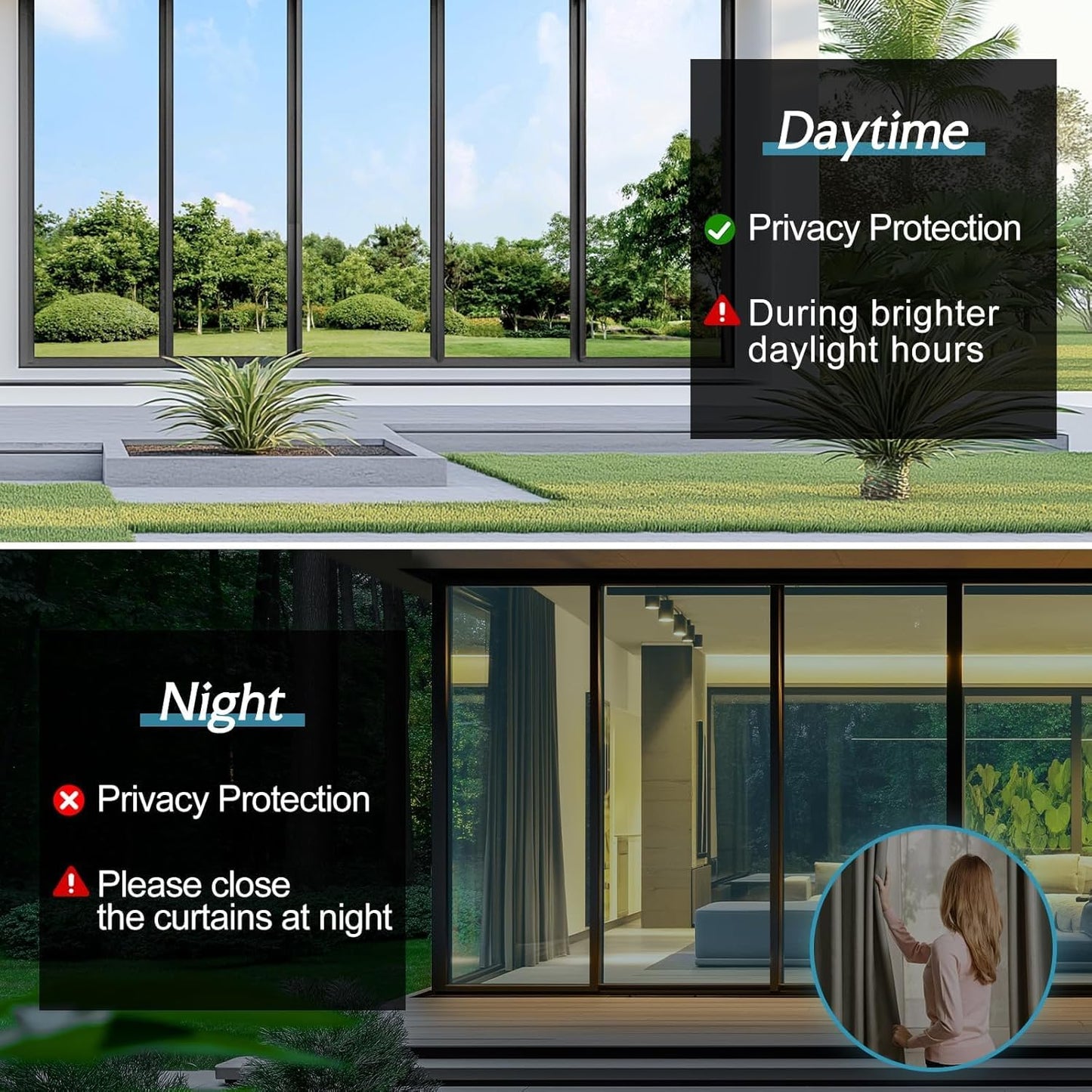 DOWELL One Way Window Privacy Film with 3 Tools Window Tint for Home Sun Blocking Heat Control Anti UV Reflective Mirror Covering See Out Not in for House and Office Silver 17.5" X 78.7"