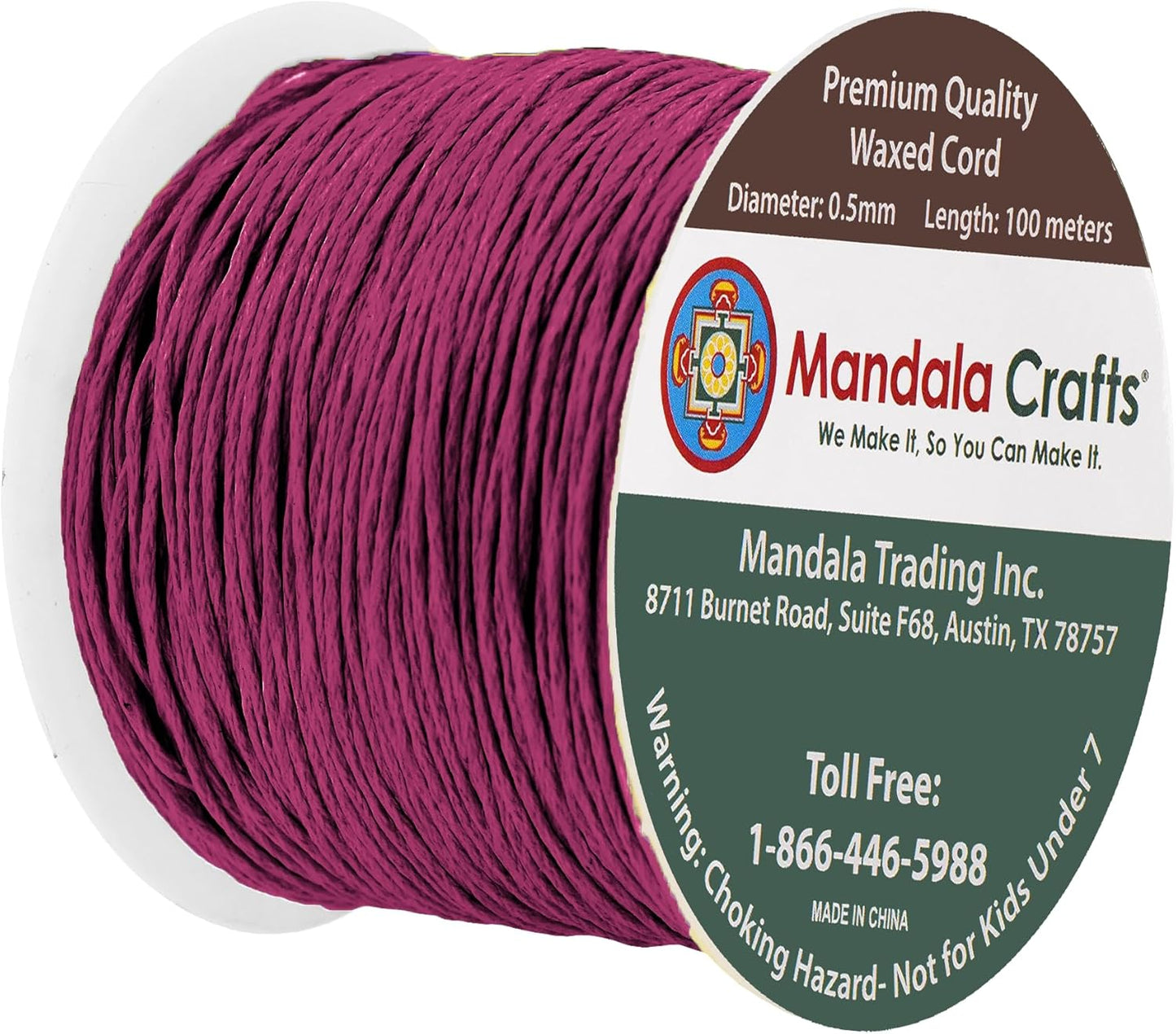 Mandala Crafts 0.5mm 109 Yards Dark Violet Cotton Waxed Cord for Jewelry Making Bracelet Cord Waxed String - Beading String Thread Jewelry Cords for Necklaces String