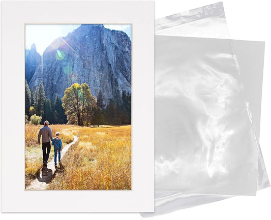 5x7 Mat for 8.5x11 Frame - Precut Mat Board Acid-Free Show Kit with Backing Board, and Clear Bags White 5x7 Photo Matte Made to Fit a 8.5x11 Picture Frame Matboard for Framing, Pack of 1 Mat