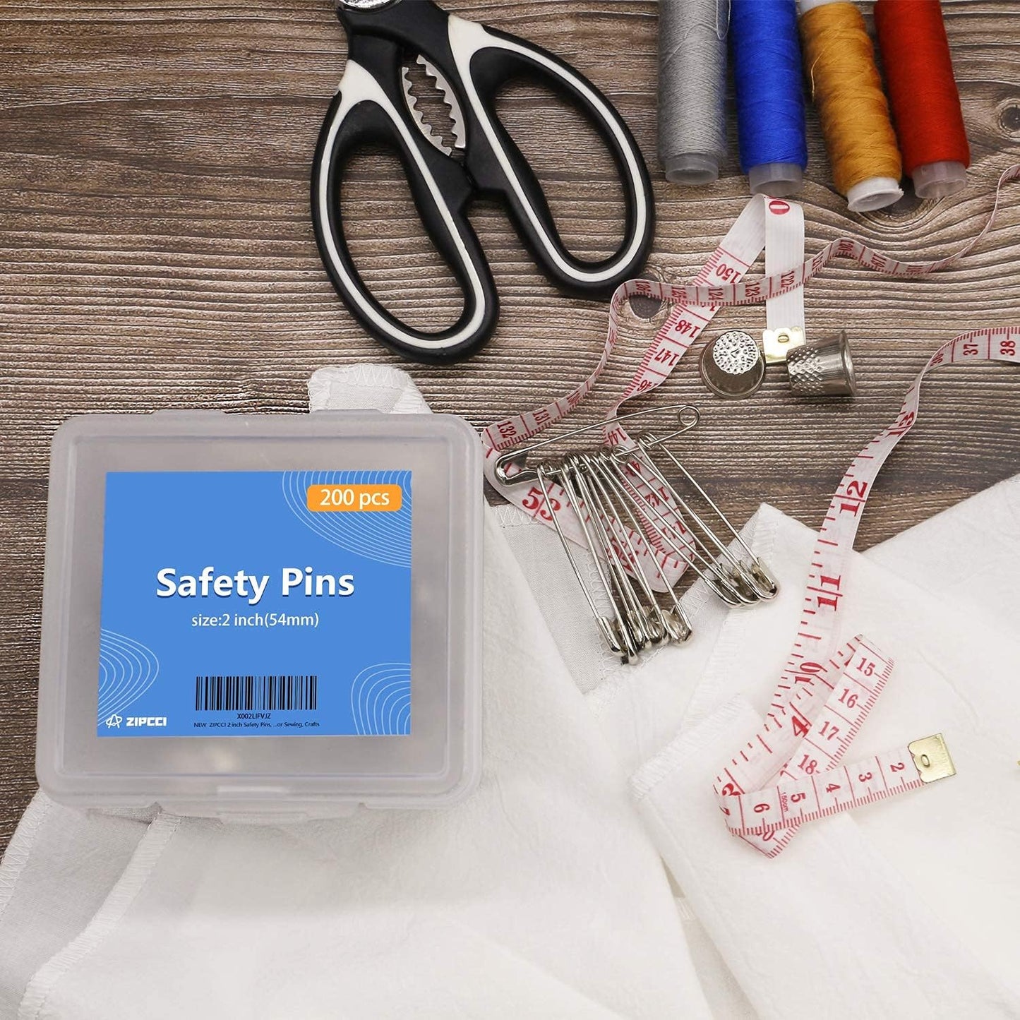 ZIPCCI 2 inch Safety Pins, 200Pcs Large Safety Pins Heavy Duty, Steel Wire