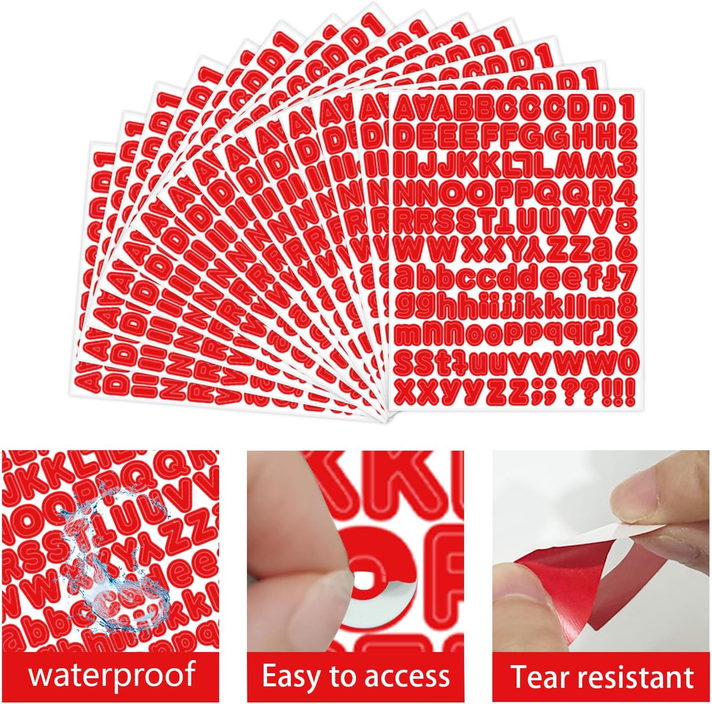 Red Alphabet Letter Stickers, 1/2 inch, 10 Sheets - Self Adhesive Vinyl for Mailbox Numbers, Bulletin Boards, Classroom & Home Decor