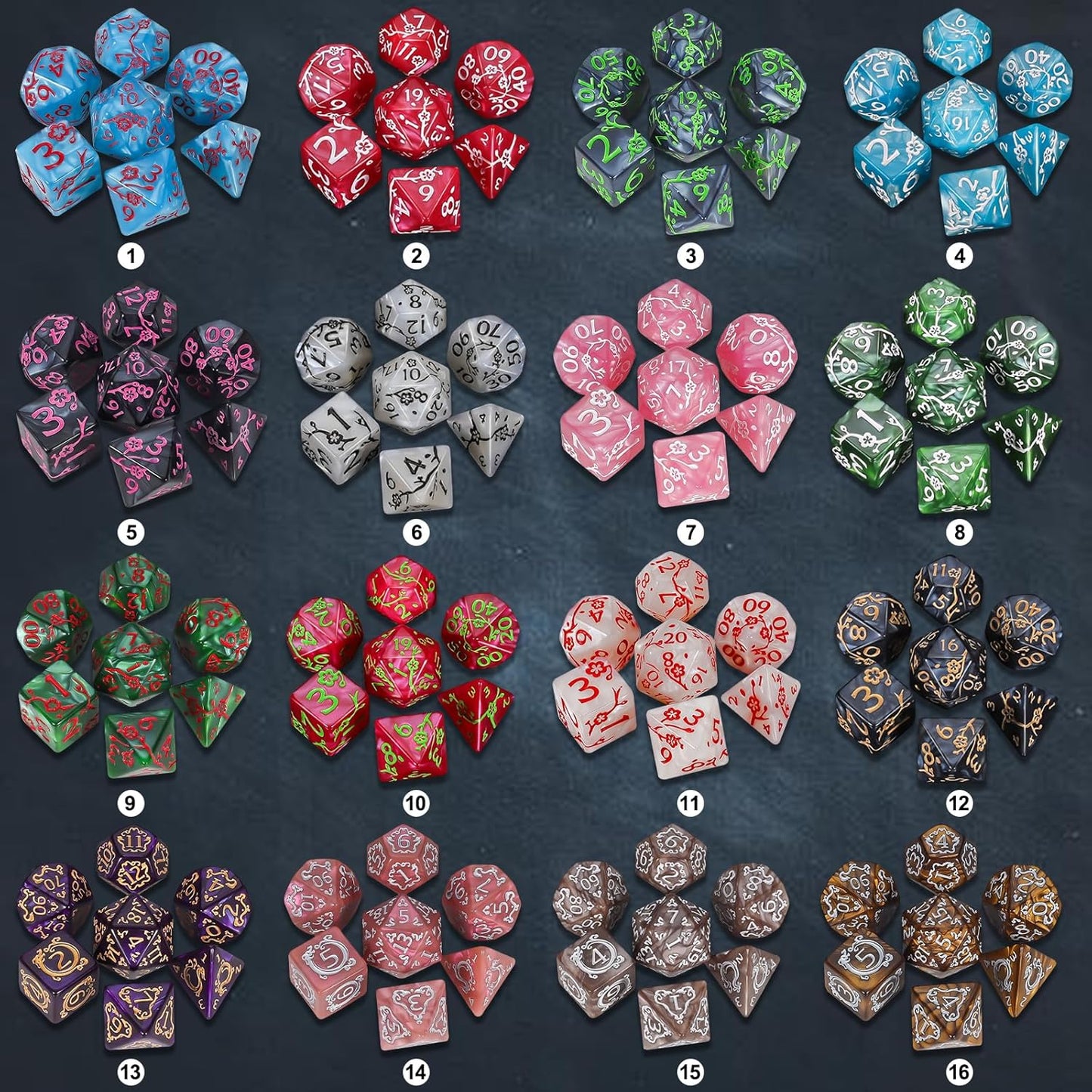 CiaraQ DND Dice Sets- 26 X 7 Polyhedral Dice (182pcs) with a Large Drawstring Bag, Multi-Color Engraved Gaming Dice for Dungeons and Dragons, Role Playing Table Game.