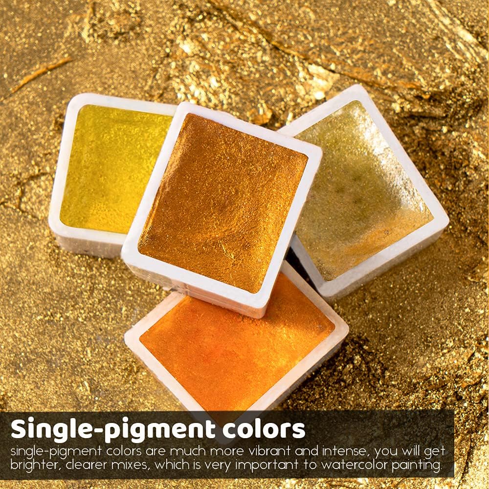 Paul Rubens Artist Watercolor Paints-Metallic Glitter Solid Colors-Pink Portable Metal Case with Palette-24 Color Set Sparkle Watercolor