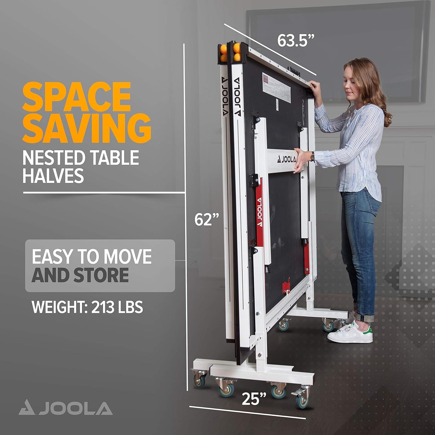 JOOLA Rally TL Professional MDF Indoor Ping Pong Table w/Quick Clamp Table Tennis Net & Post Set - 10 Minute Easy Assembly - Corner Ball Holders - Tournament Quality - Includes Playback Mode