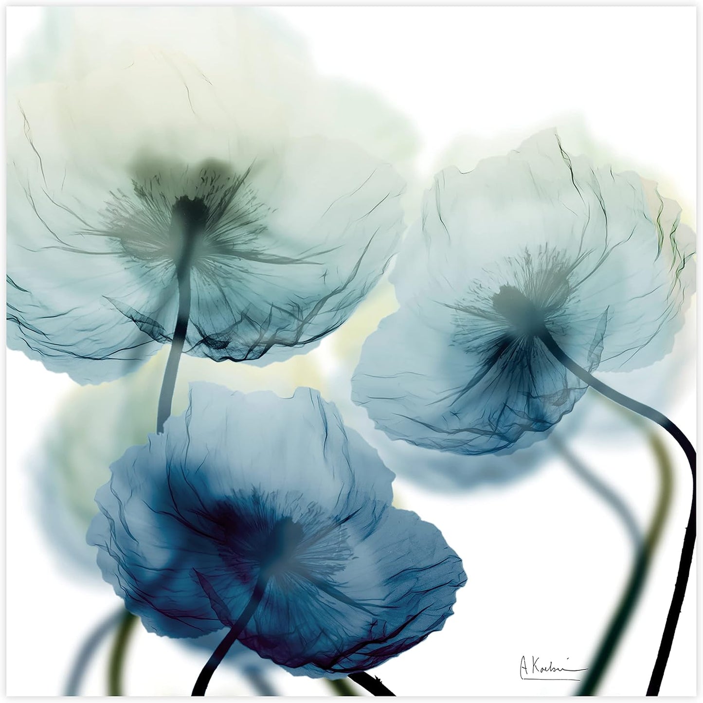 Empire Art Direct Frameless Free Floating Tempered Glass Panel Graphic Wall Art Ready to Hang, 24" x 24", Unfocused Beuaty, Blue Flower