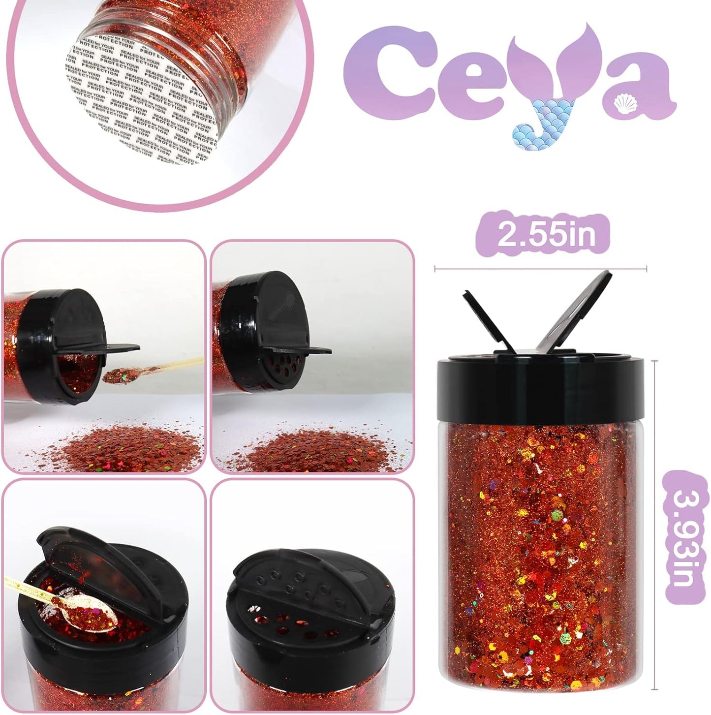 Ceya Holographic Chunky Glitter, 4.9oz/ 140g Bronze Craft Glitter Powder Mixed Fine Flakes Iridescent Nail Sequins for Nail Art, Hair, Epoxy Resin, Tumblers, Slime, Painting, Festival Decor