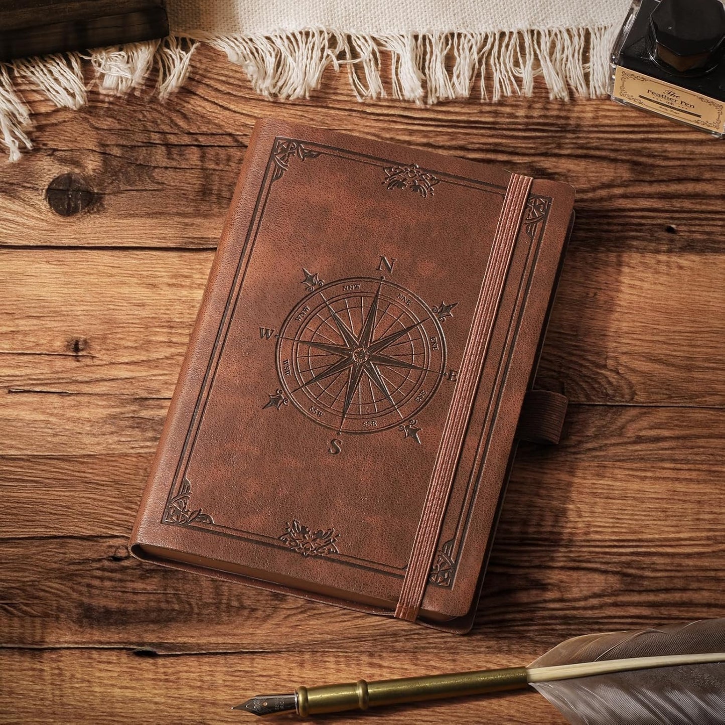 AHGXG Small Lined Pocket Journal Notebook for Men - 256 Numbered Pages College Ruled B6 Mini Journal, Vintage Soft Leather Hardcover, 80gsm Paper, for Women Work Office School, 4.1'' X 5.7''- Brown