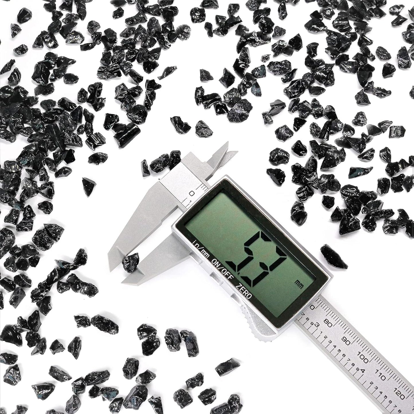 Crushed Glass for Resin Art - 3-6mm Black, 1.5lb | Broken Glass Pieces for Crafts, Vase Filler & Fire Pit Media