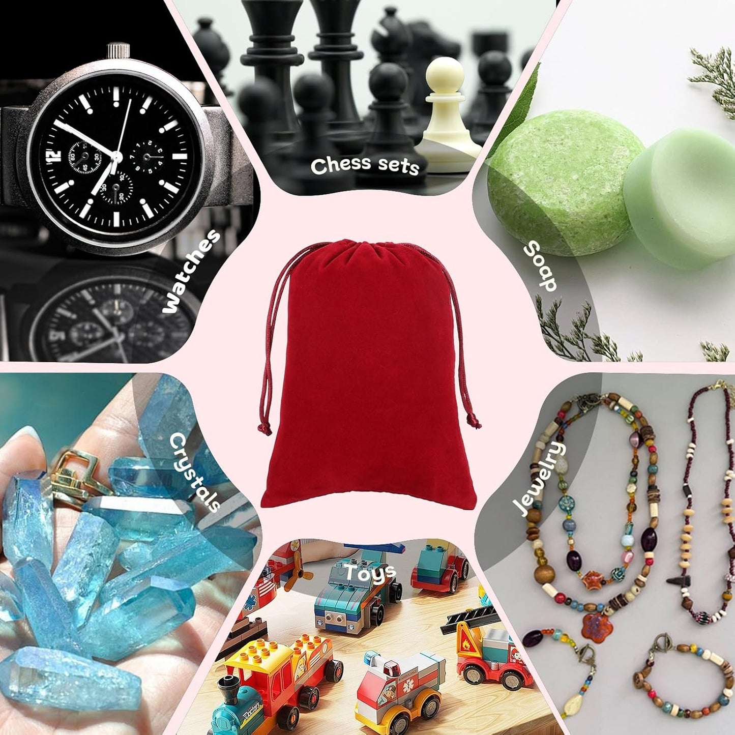 Velvet Drawstring Jewelry Bag, 50Pcs Wine Red Dice Bag, 5x7 Tarot Card Pouch, Or Wrapping Halloween Party Favors, Mojo, Small Bussiness, Jewelry, Rings, For Church