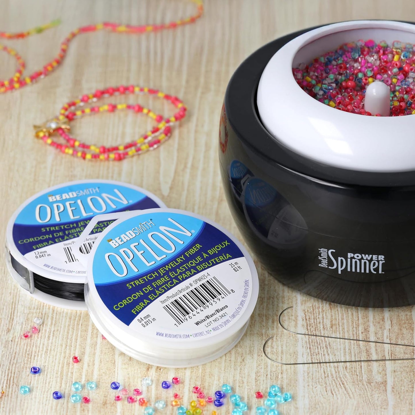 The Beadsmith Opelon Stretch Cord – Elastic Beading Fiber, Black, 0.23 mm Diameter, 25 Meters (82 ft) Spool