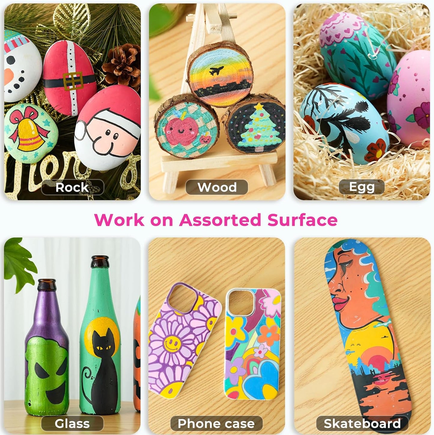 Ohuhu Acrylic Paint Pens 90 Colors: Dual Tips (Round & Fine) Acrylic Markers High Opacity Paint Markers Waterproof Lightfast for Rock Painting Easter Eggs Wood Glass Ceramic Canvas - Kakaako