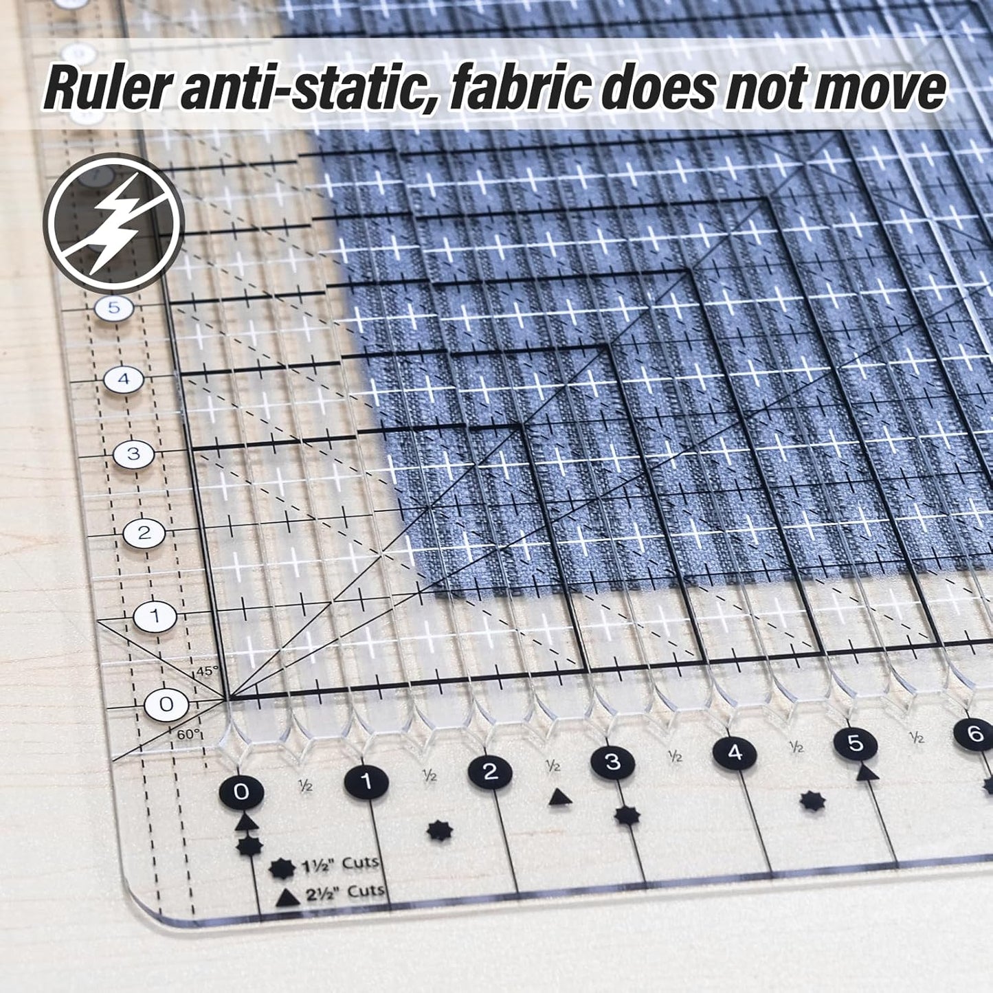 Quilting Ruler,17-3/4in x 22in,Slotted Patchwork Ruler & Template,Non-Slip Grip Acrylic Fabric Strip Cutting, Sewing, Crafting