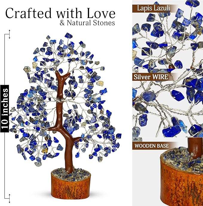 Lapis Lazuli Chakra Tree - Crystal Tree, Money Tree, Chakra Tree of Life, Healing Stone, Gemstones and Crystals, Crystal Tree for Positive Energy