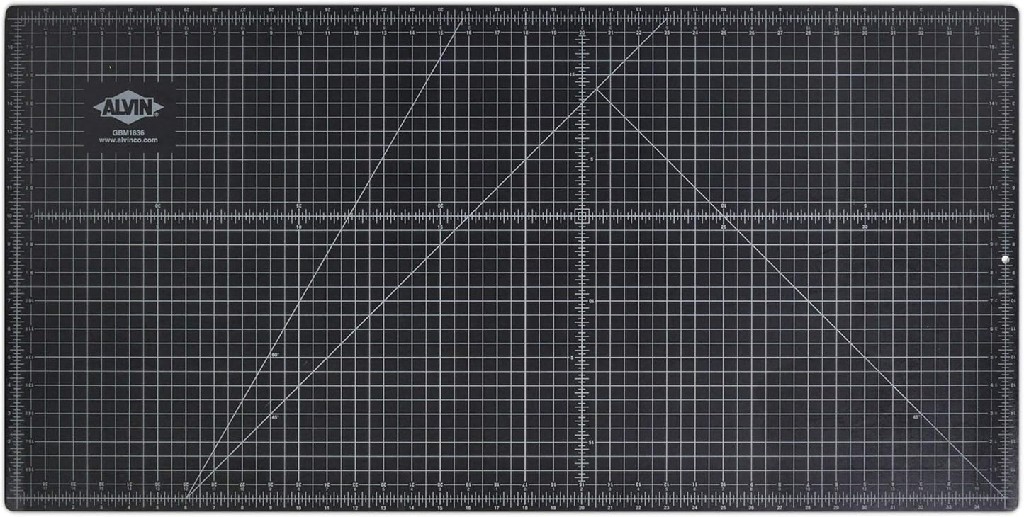 ALVIN GBM Self-Healing Cutting Mat 18 x 36 inch | Double-Sided Green/Black | 5-Layer Gridded Surface for Arts, Crafts and Sewing - Model GBM1836