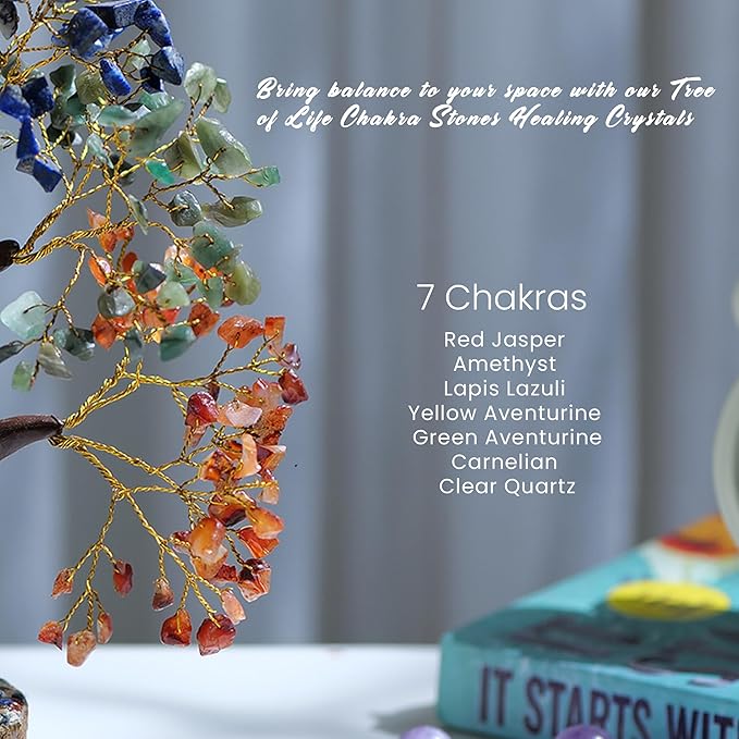 PYOR 7 Chakra Tree of Life Crystal Tree – Healing Crystals & Stones | Housewarming Gift for New Home | Birthday Gift for Women | Home Decor Office Decor | Room Decor