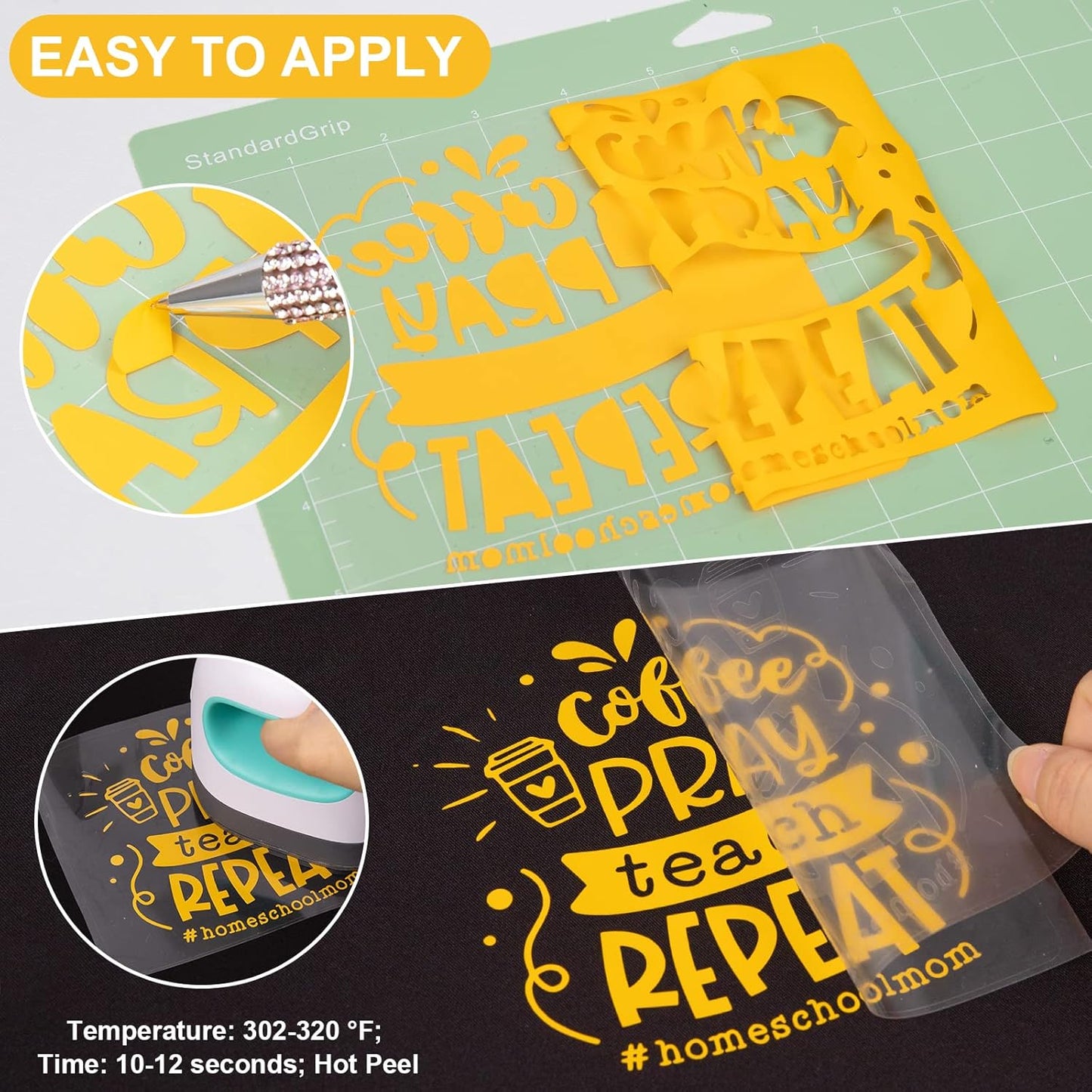 VINYL FROG Heat Transfer Vinyl Roll HTV Vinyl - 12" x12ft Yellow Iron on Vinyl for T-Shirts, Heat Press Vinyl for DIY Craft Designs (Yellow)