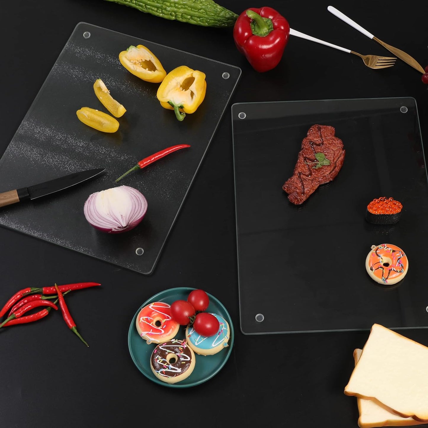 Murrey Home Glass Cutting Board for Kitchen Counter, Tempered Glass Chopping Boards Dishwasher Safe, Small Clear Countertop Tray, Scratch Resistant, Heat Resistant, Non Toxic, Frosted, 20"x16"