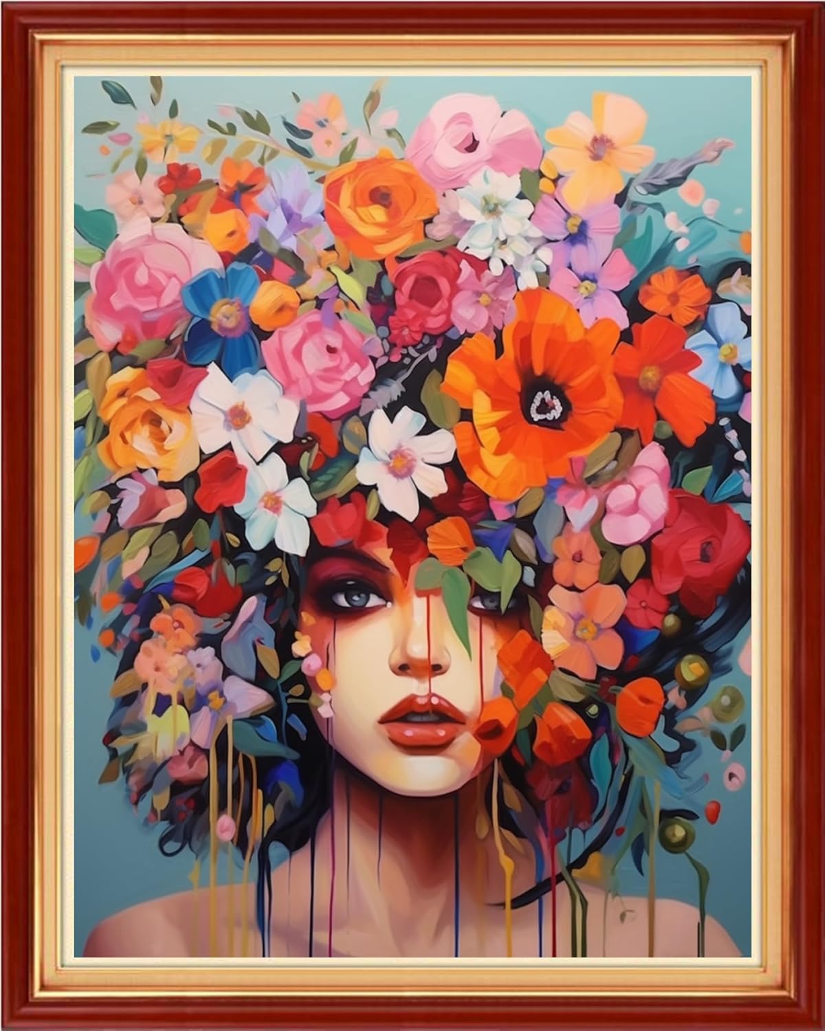 DMCVIVR Stamped Cross Stitch Kits for Adults Beginners Embroidery Kits 11CT Needlepoint Kits Cross Stitch Patterns Embroidery Patterns& Magic Flower Girl 16x20 inch