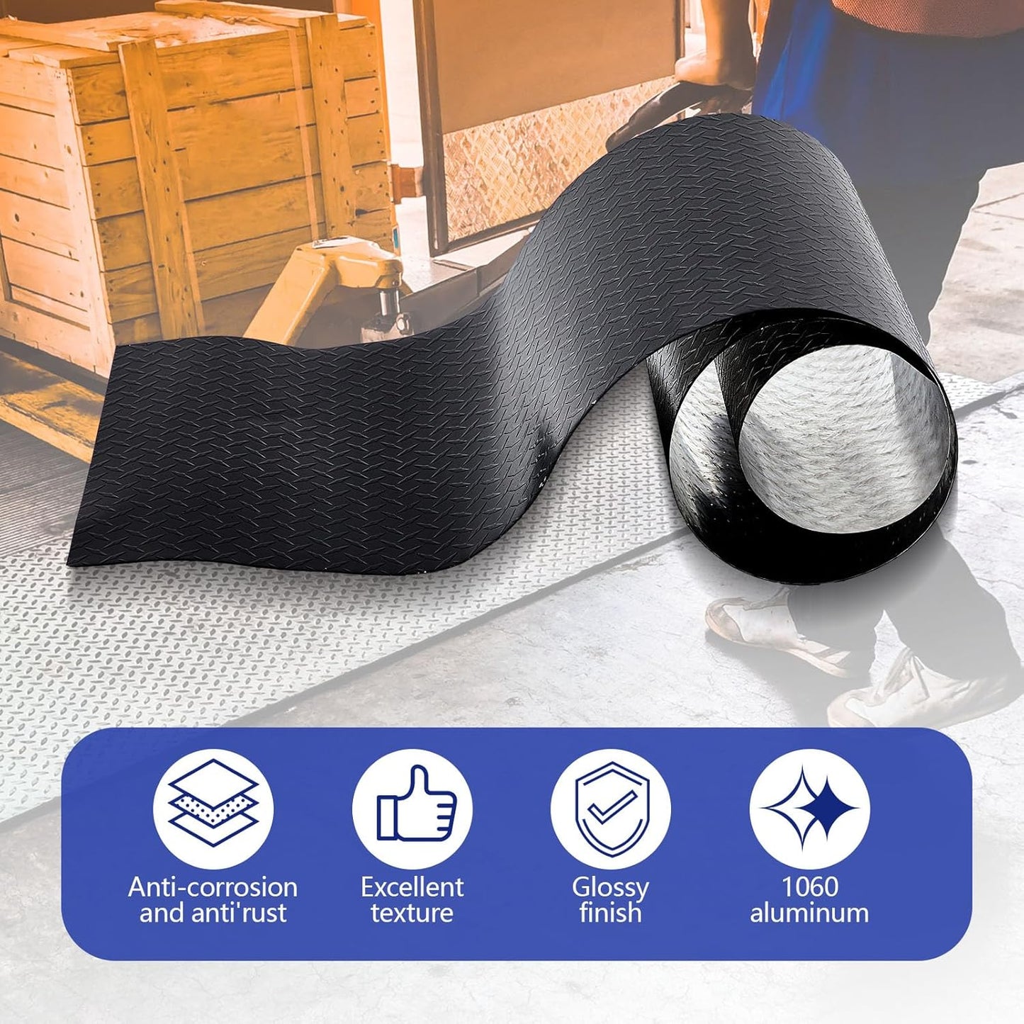 24"x 96" x 0.06" 1060 Black Aluminum Diamond Plate Metal Aluminum Cross Pattern Plate for Cargo Trailer Siding RV Siding Ramps Boats Cold Room Walkways Skid Plates Flooring Footboards