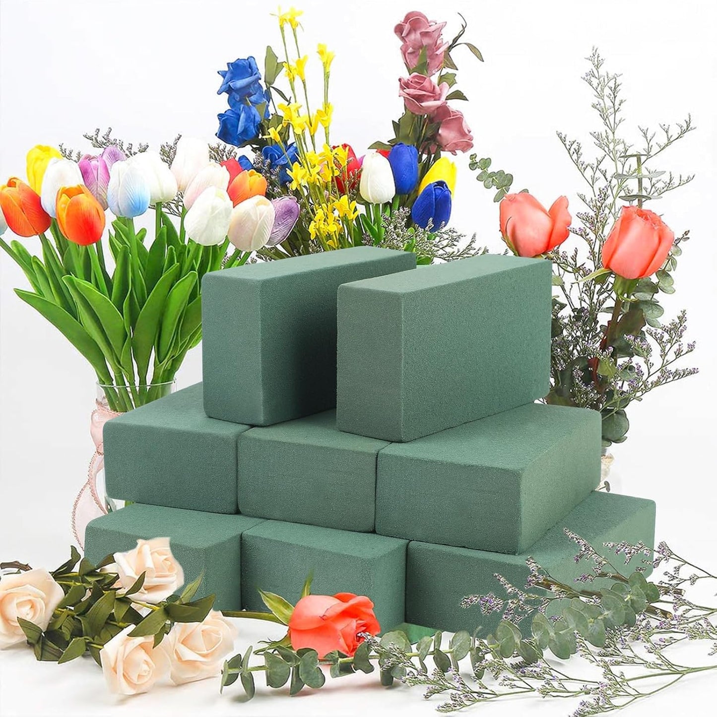 CCINEE 8 Pcs Floral Foam Bricks,Mini Florist Flower Foam Green Blocks Supplies for Fresh and Artificial Flower Arrangements Crafts DIY (Pack of 2)