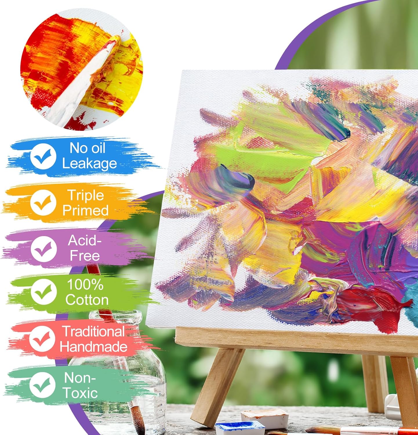 ESRICH 24Pack Canvas for Painting, 6pcs Each of 4x4, 6x6, 8x8, 10x10 Canvas Boards for Painting, Art Supplies of Blank Canvas for Adults&Kids, Pre-Primed Painting Canvas for Acrylic, Oil & Watercolor