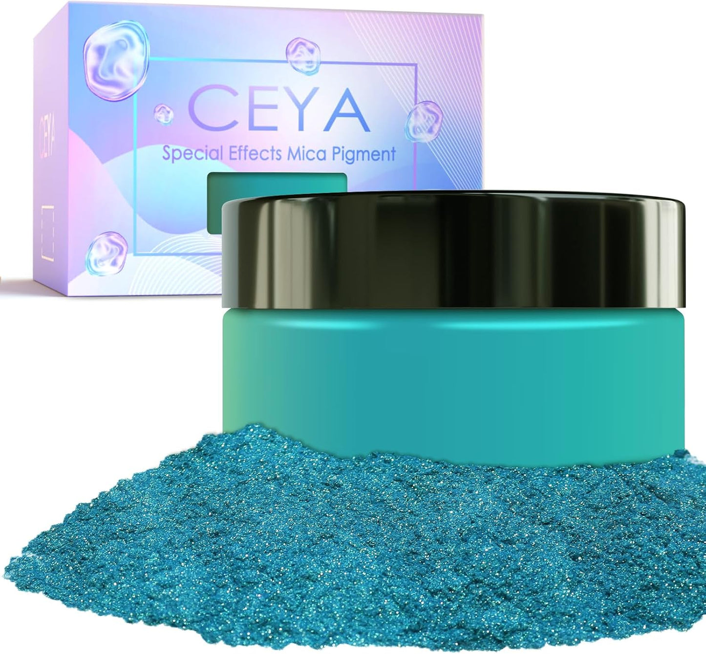 Ceya Highly Chameleon Mica Pigment, 1.8oz/ 50g Ultramarine Green Chrome Powder, Cosmetic Grade Pearlescent Effect Color Shift Pigment for Epoxy Resin, Makeup, Nail Polish, Soap Dye, Candle Making