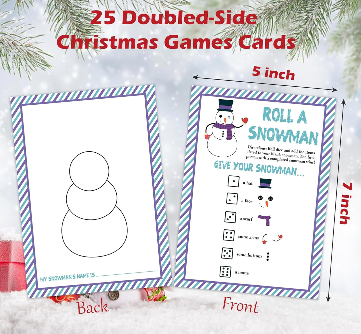 Roll A Snowman Game, Christmas Dice Games for Families & Large Groups-25 Players, Christmas Party Games for Adults, Winter Holiday Decorations White Elephant Gifts Ideas