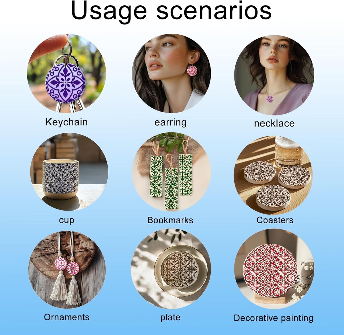 CHGCRAFT Mandala Pattern Polymer Clay Texture Sheet Retro Tile Pattern Silicone Texture Mat for Polymer Clay Making Earrings Jewelry DIY Crafts 5.5 × 5.5 Inch