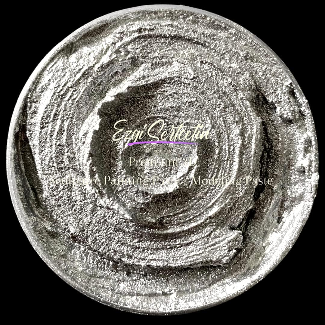 3D Sculpture Painting Paste|Texture Paste|Decorative Plaster|Ready to Use|Unique Colors|Ideal for Artwork|Stencil|Flowers|Texture|Art Relief| 6 oz (Metallic Silver)