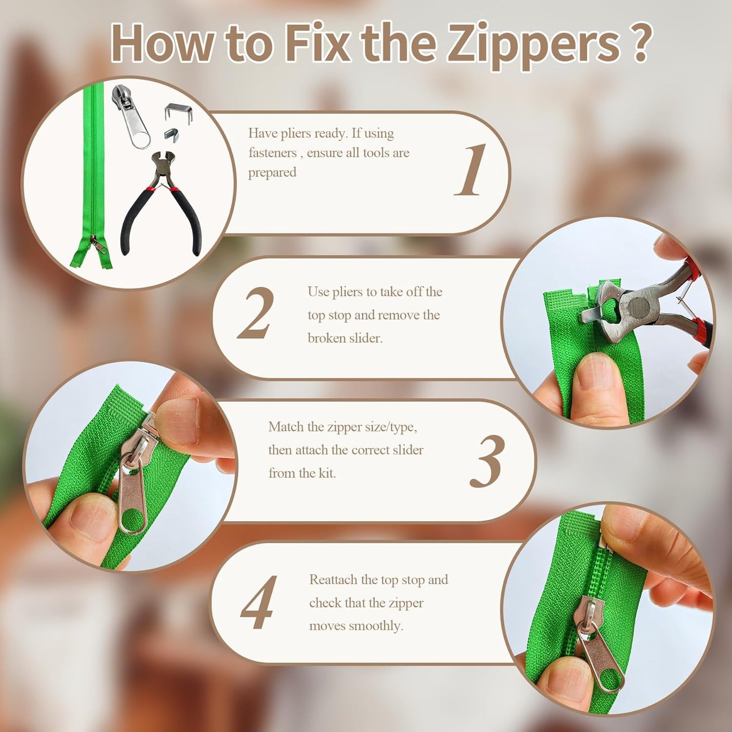 Vintrex 150 Pcs Zipper Repair Kit with Replacement Sliders, Metal Zipper Pull Replacement Kit with Install Plier for Jackets, Coats, Tents, Backpacks, Sleeping Bags, and Luggage