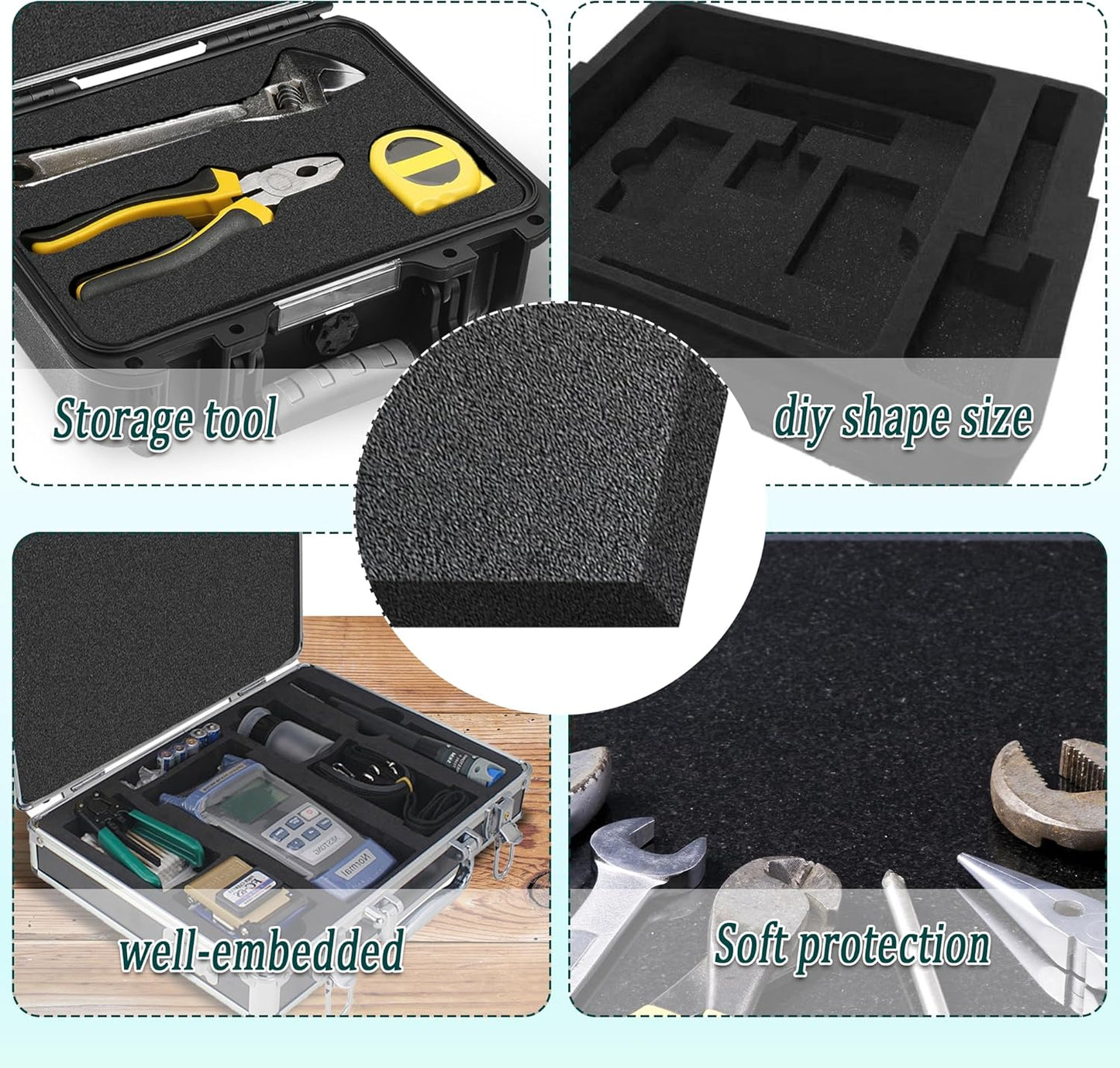 4 PCS Black Foam Padding- 16x12x1 Inch Polyurethane High Density Foam Cuttable Black Sheet Pad Cushioning Inserts for Packing Cases and Crafts