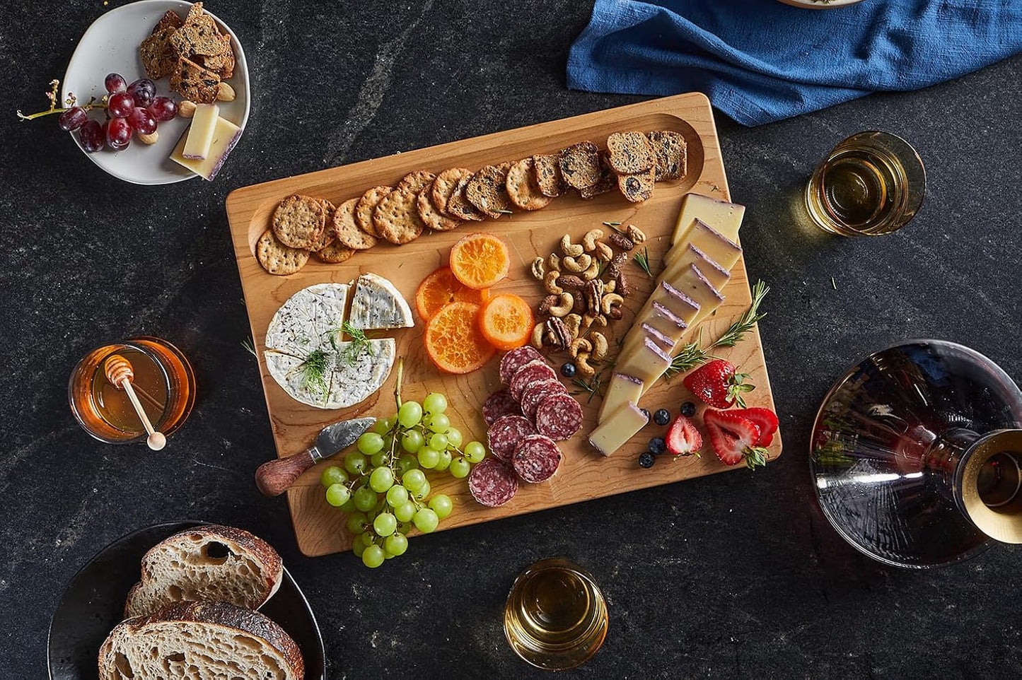 Sonder Los Angeles, Made in USA, Large Thick Maple Wood Cutting Board for Kitchen with Juice Groove, Sorting Compartment, Charcuterie Wooden Board 17x13x1.5 in (Gift Box Included)