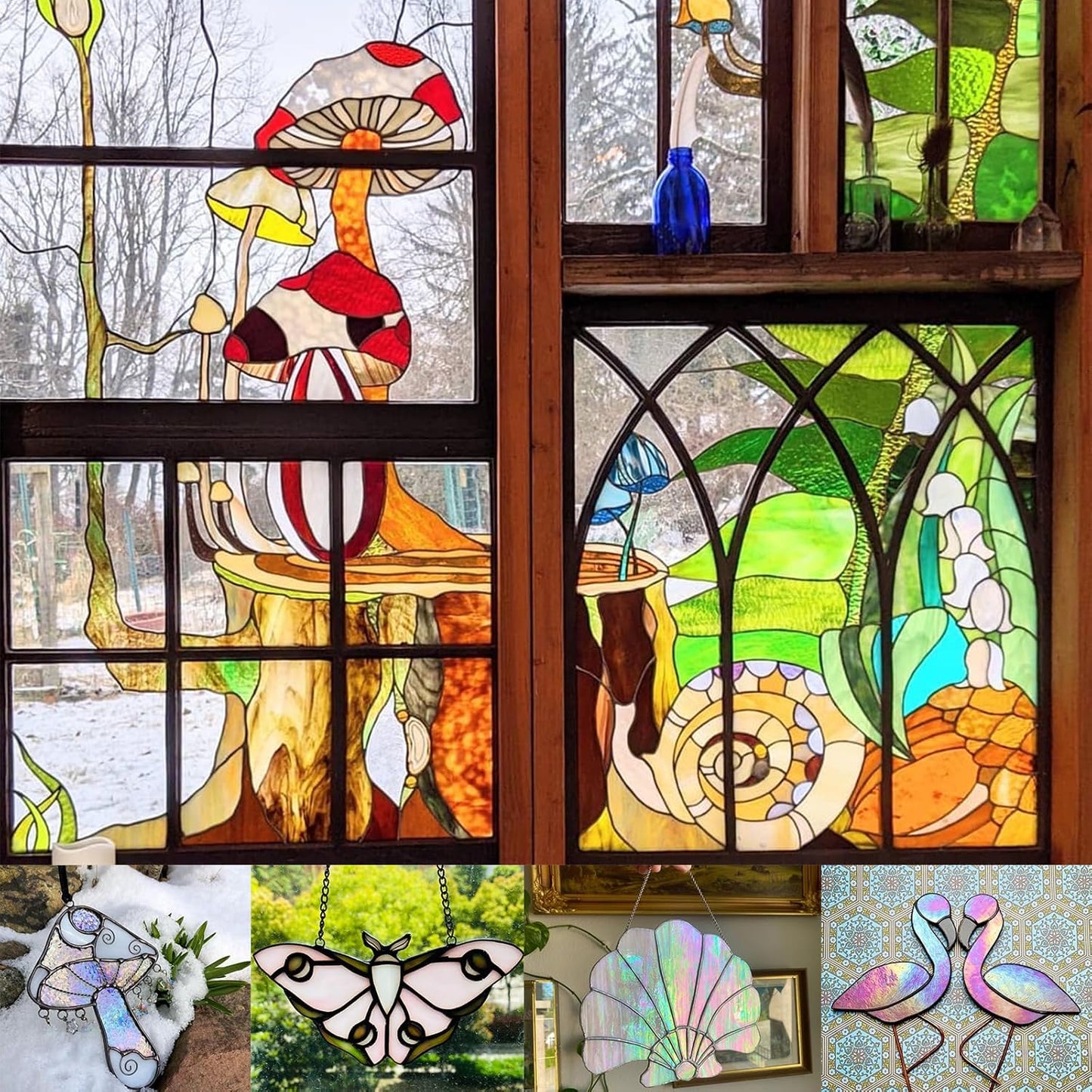 ILLUCKAI 12 Sheets Mixed Amber Stained Glass Sheets, 4 x 6 inch Stained Glass Supplies Mosaic Glass Tiles for Crafts, Cathedral Glass Art Glass for Stained Glass Beginners and Hobbyists