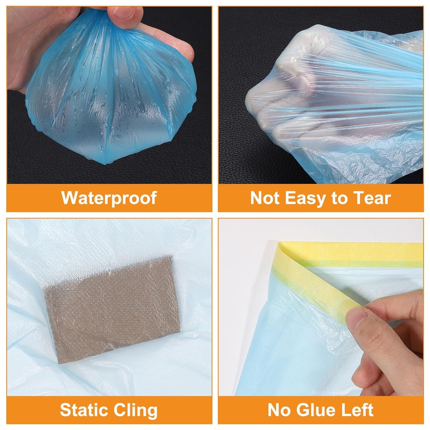 uxcell Pre-Taped Masking Film, 3.6ft x 82ft Plastic Paint Drop Cloth with Medium-Tack Painters Tape for Painting Spraying Protection Blue Film 3Pcs