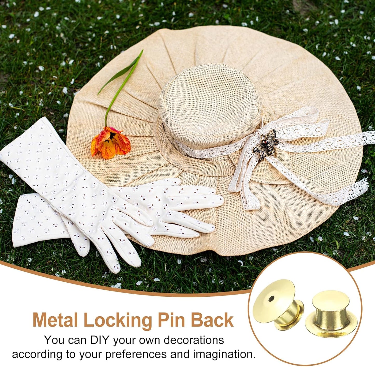 uxcell 30Pcs Metal Locking Pin Backs, Pin Keepers Locking Clasp Flat Head Clamp Needle Back Lock for DIY Brooch Crafts Badges Enamel Lapel, Gold