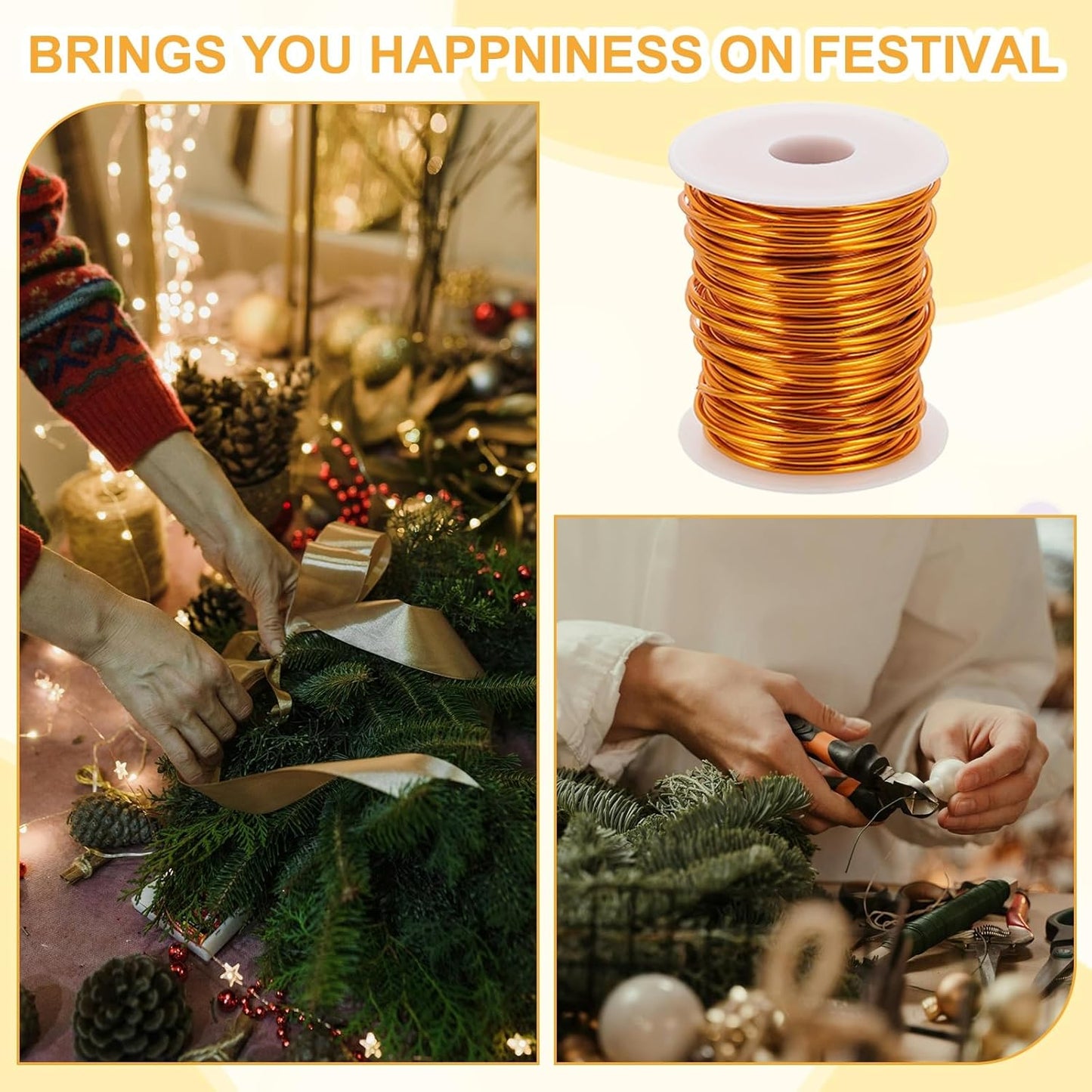 uxcell 12 Gauge / 2mm Anodized Aluminum Wire for Jewelry Craft Making, 102 Feet Bendable Flexible Wire for DIY Home Decor Gardening Sculpture, Gold