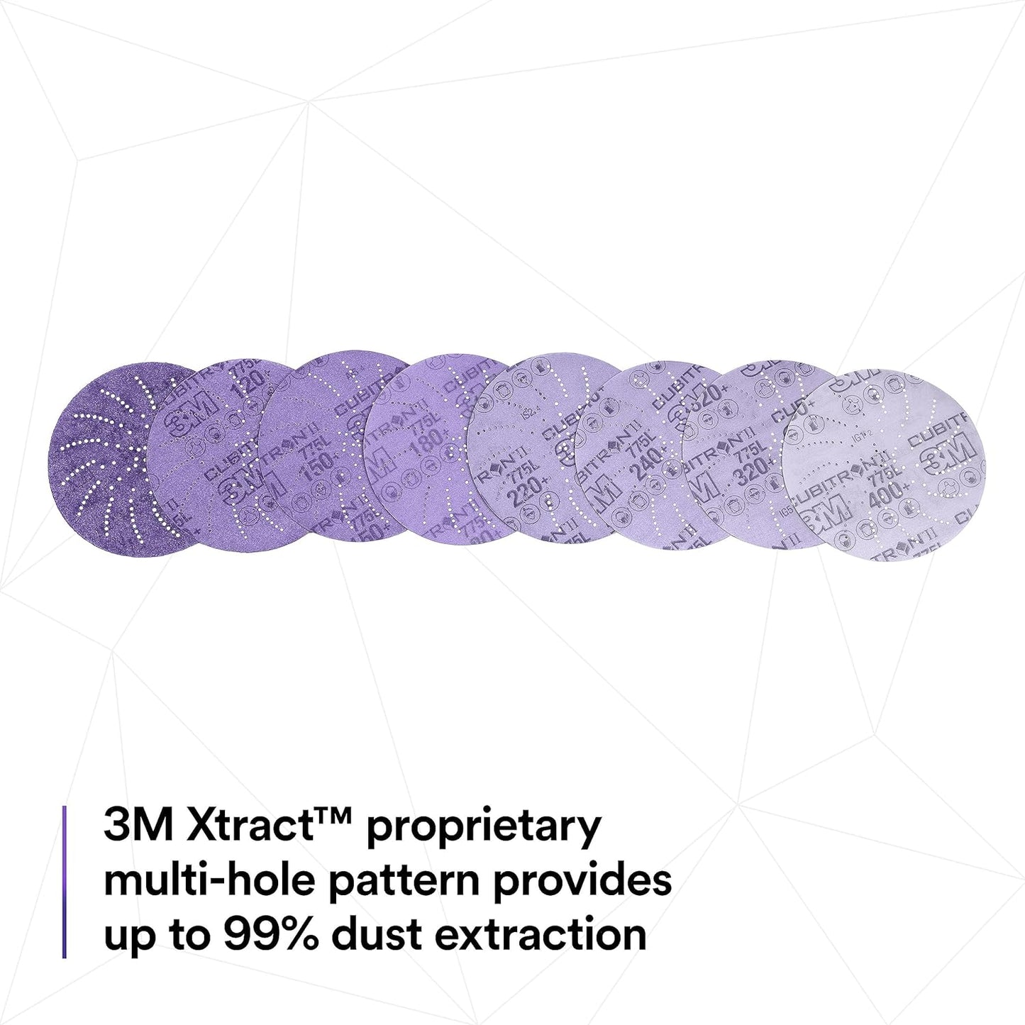 3M Xtract Cubitron II Hookit Clean Sanding Film Disc 775L, 320+, 5 in, Pack of 50 Hook and Loop Sanding Discs for Paint Preparation and Removal, General Sanding, Refining, Blending, and Featheredge