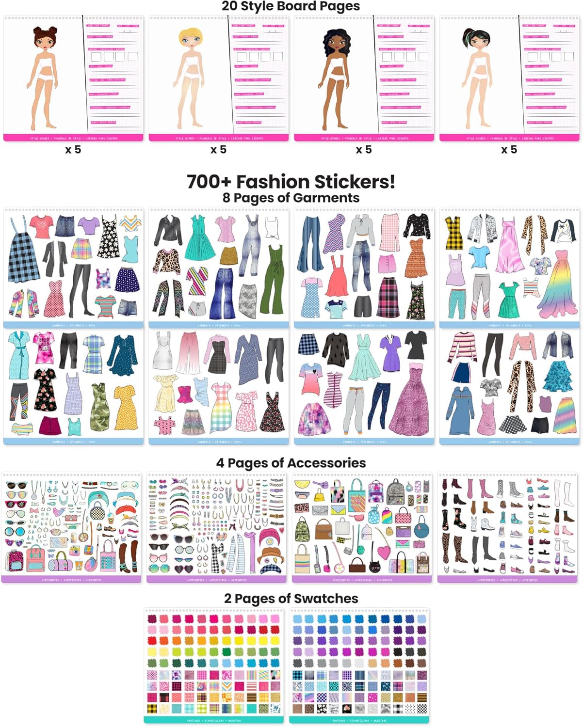 Fashion Angels Sticker Stylist 12544, Fashion Design Sticker by Number Activity Book, For Kids 6 and Up