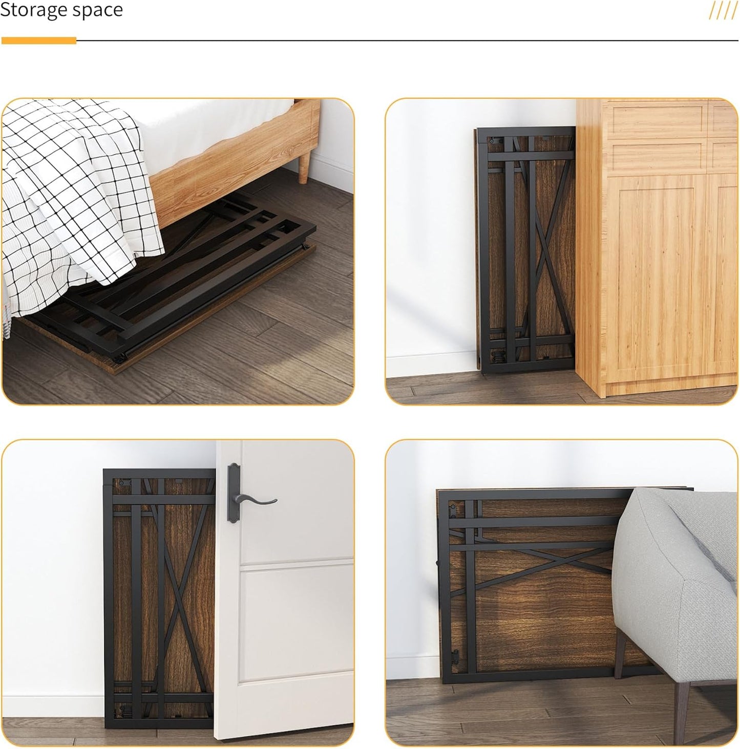 Folding Computer Desk 40 inch Writing Gaming Computer Camping Table, No Assembly Required Home Office Desk, Espresso