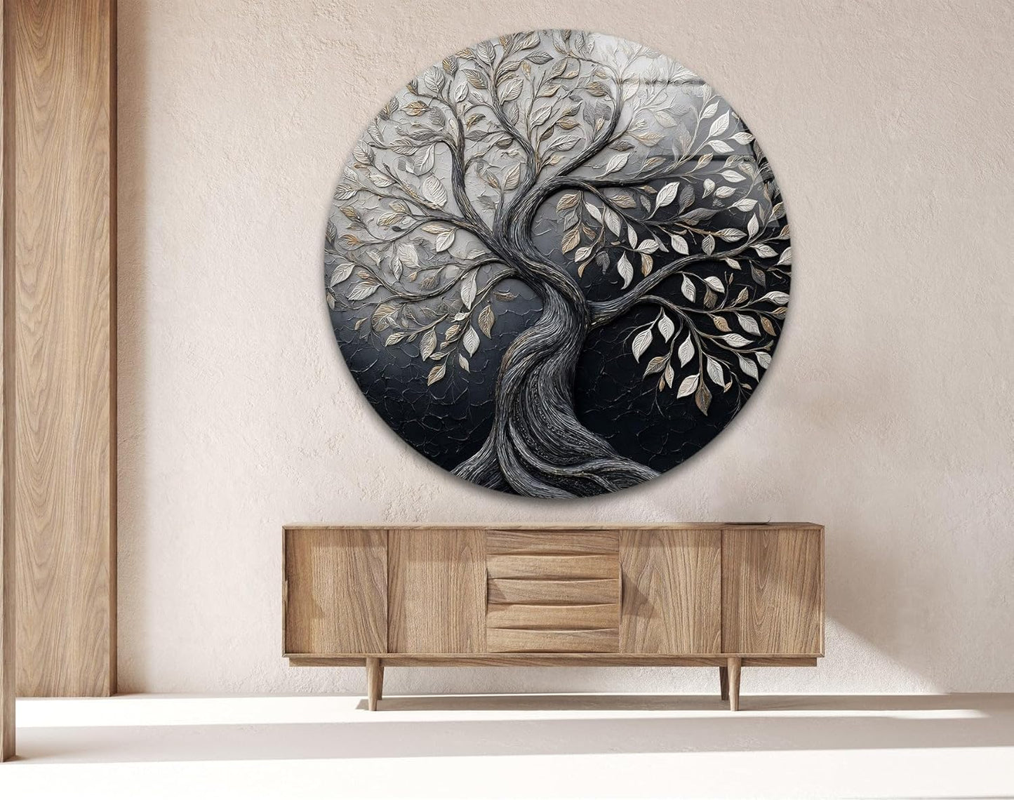 My Photostation.com 10''(25cm) Diameter Twilight Tree of Life Round Glass Wall Art Tempered Glass Printing Wall Decor Large Wall Art Wall Hangings
