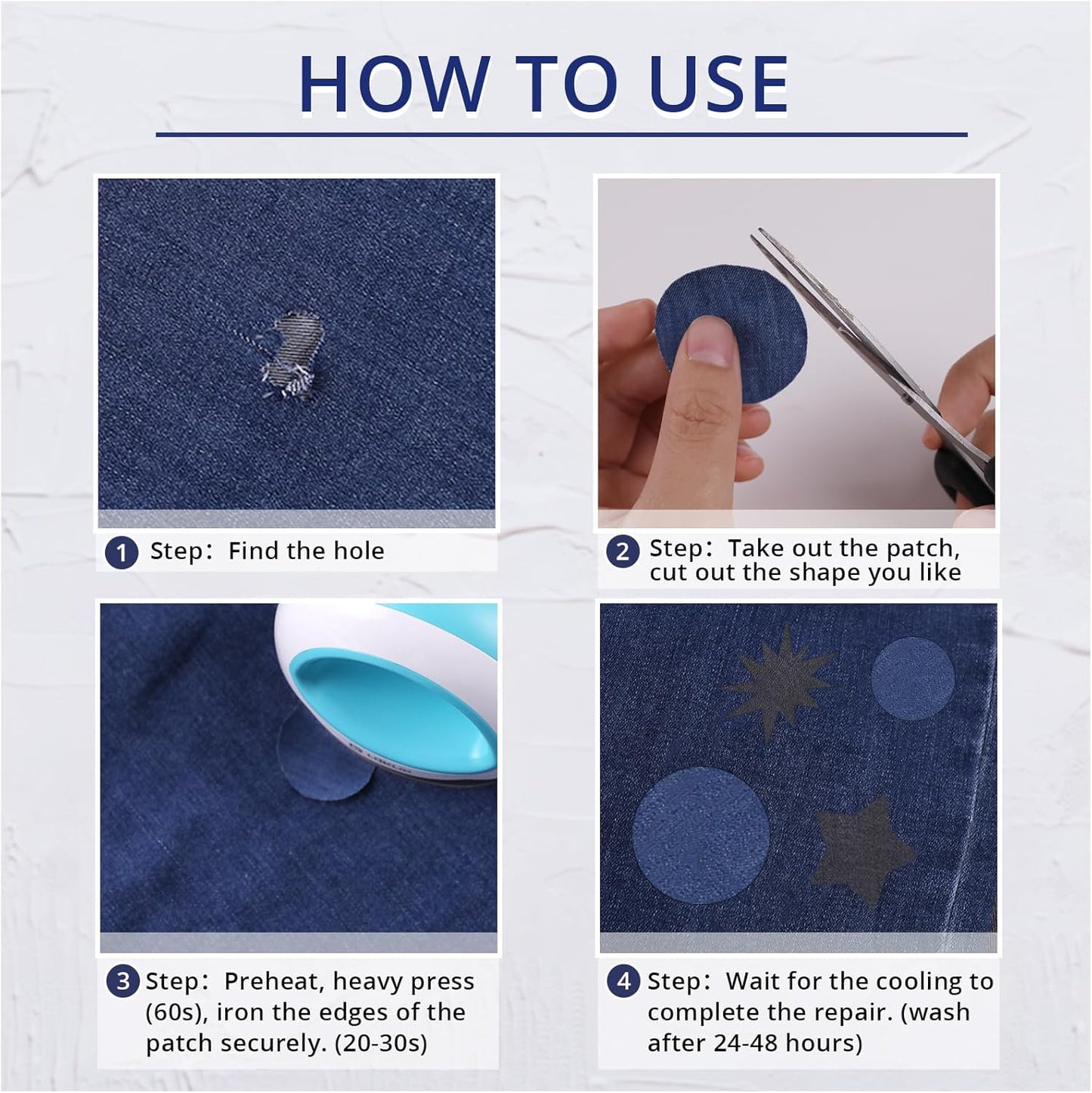 HTVRONT Iron on Patches for Clothes, 3"x60" Iron on Patches for Jeans, Jean Patches,Black Denim Patches for Inside Jeans & Clothing Repair