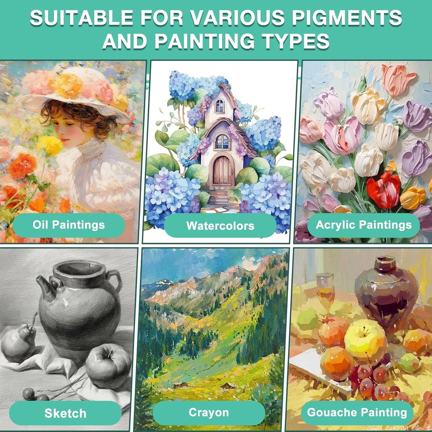 ESRICH 10x10 Stretched Canvas for Painting, 10 Pack Square Canvas for Painting Primed Acid-Free Framed Blank Canvas, Art Canvases for Beginners & Artists to Paint Oil, Acrylic, Pouring Painting.